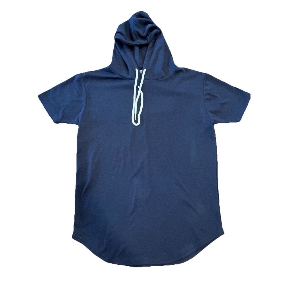 Ohoo & Company Men's Short Sleeve Navy Blue Hoodie Size Medium